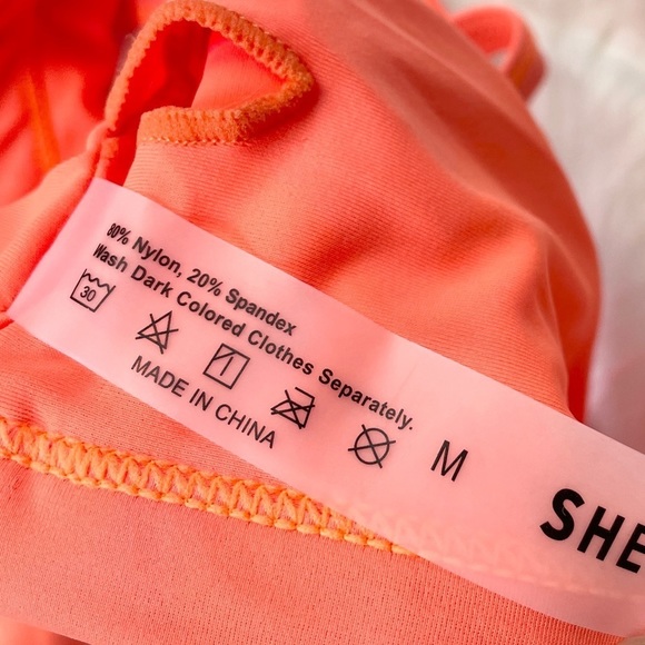 ✨ Neon Orange High Waist O Ring Bikini Swimsuit Shein Size Medium - Picture 4 of 5